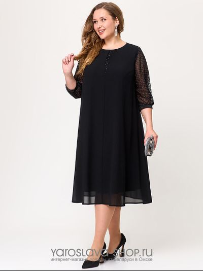 Эффектное шифоновое женское платье А–силуэта