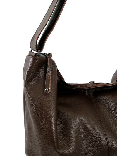 (АРТИКУЛ: 7927/0/82) СУМКА МЕШОК ЖЕНСКАЯ, БОЛЬШАЯ, НАТУРАЛЬНАЯ КОЖА, TEМНО-КОРИЧНЕВАЯ, ШИРОКИЙ РЕМЕНЬ ЧЕРЕЗ ПЛЕЧО