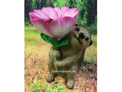 ЁЖИК с цветком и божьей коровкой 25*17см  0,9кг  полистоун Россия 1232/012829*