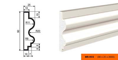 Lepninaplast МВ-90/2 фасадный молдинг из пенополистирола