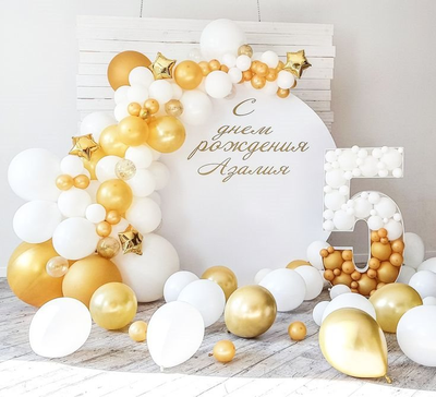 Фотозона из шаров, круглая, с днем рождения (ф)