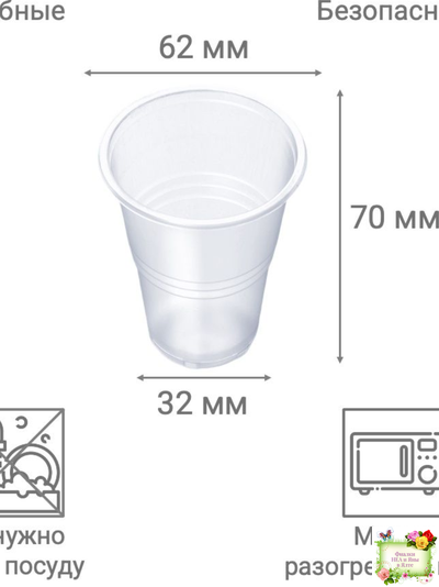 Стаканчики 100 мл (100 штук в упаковке пластиковые прозрачные)