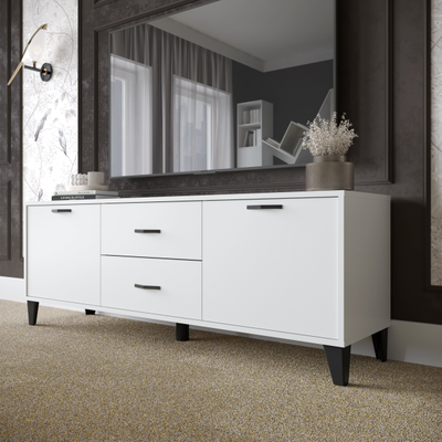 ТВМ-6 Тумба под ТВ Белый с тиснением «Древесные поры»