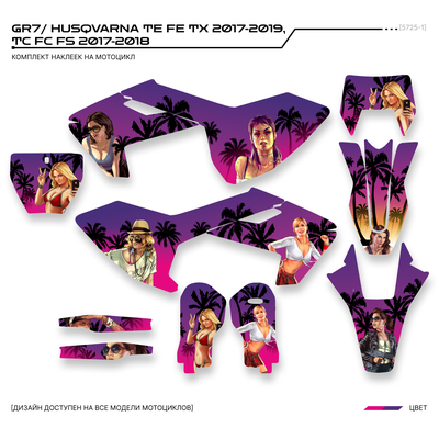 Наклейки на мотоцикл GR7 ГР7/ HUSQVARNA TE FE TX 2017-2019,  TC FC FS 2017-2018 #5725-1