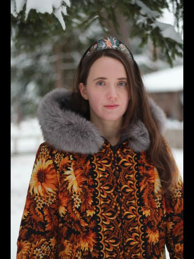 Куртка из павлопосадского платка "Солнце"