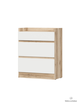 Брауни Комод 3 ящика Дуб Делано/Белый