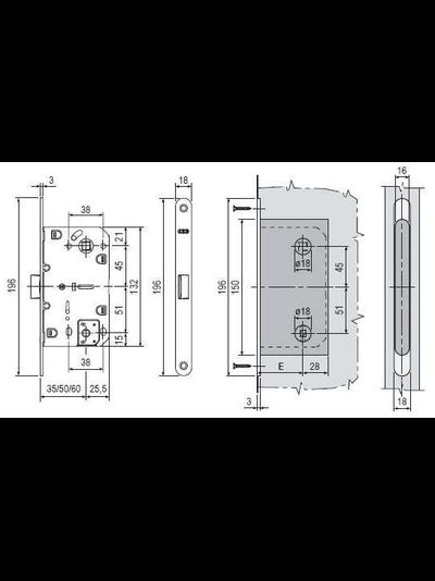 Магнитный сантехнический замок AGB Mediana Polaris WC под завертку, матовый хром.