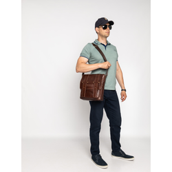 Кожаная мужская сумка Moncalvo Premium brown (арт. 5081-53)