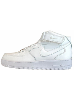 Nike Air Force 1 Mid All White с мехом