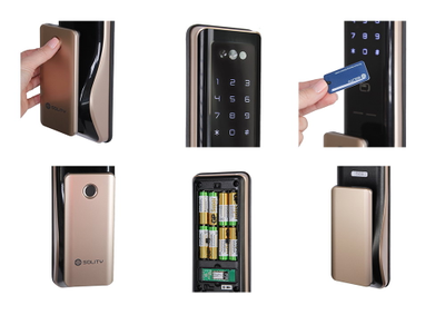 Умный дверной замок с ручкой Solity GP-6000BAK Champagne Gold, Face-ID