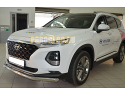 Защита переднего бампера d60 для Hyundai Santa Fe (2018-2021)