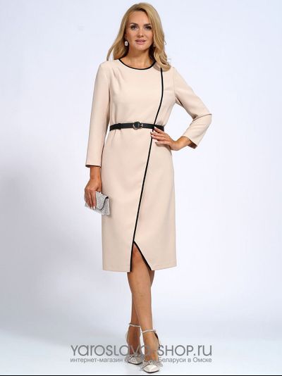Модель: 2182.Женское деловое платье в молочном цвете