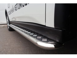 Пороги труба d42 с листом (вариант 1)(1500-1800мм) MITSUBISHI OUTLANDER 2014-2015