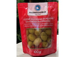 Оливки MARMARABIRLIK с красным перцем без косточки, 100 гр
