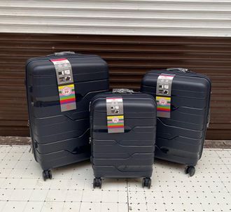 Комплект из 3х чемоданов Impreza Lyner Полипропилен S,M,L Темно-синий
