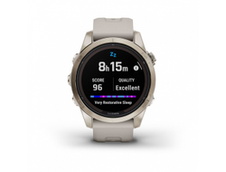 Умные часы Garmin Fenix 7S PRO Sapphire Solar золотистый корпус со светло-песочным ремешком