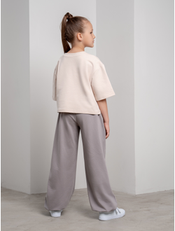 Брюки палаццо с утяжками (серый)