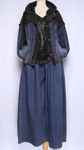 Джинсовка-бомбер "АНГЛИЙСКИЙ ВОРОТ" синяя, черная р.48-54