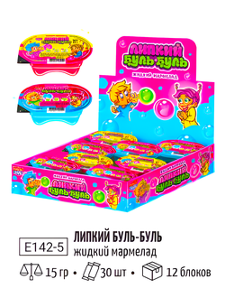 Жидкий мармелад "Липкий Буль-Буль" ассорти 15гр*30шт*12 блоков