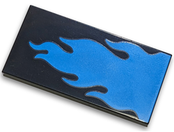 Tile 2 x 4 with Dark Azure Flame Pattern, Black (87079pb1274 6461952)