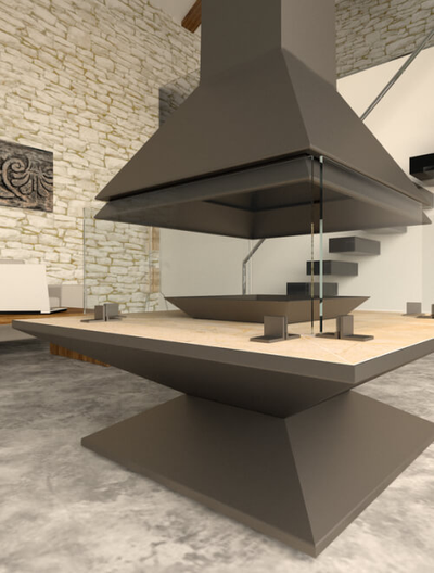 Панорамный подвесной камин Candle 123