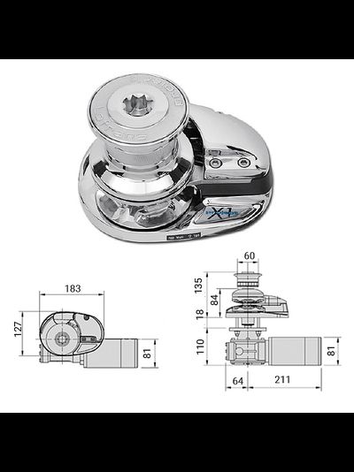 Лебедка якорная "X1" с барабаном, 500Вт, 12В, цепь 6мм, для судов длиной 6-9 метров