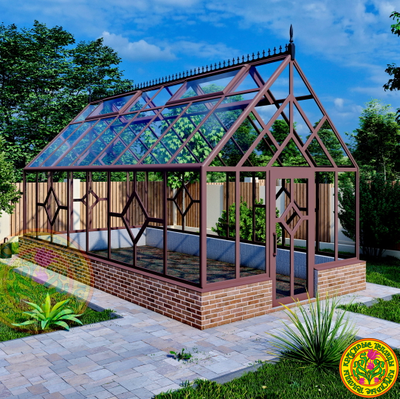 Теплица от производителя из стекла и алюминия в классическом стиле Альбион размером 7000 х 3500 мм
