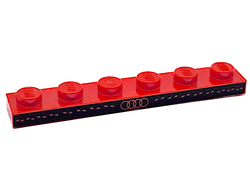 Plate 1 x 6 with Audi Logo and Diamonds on Black Background Pattern, Red (3666pb03 6472244)