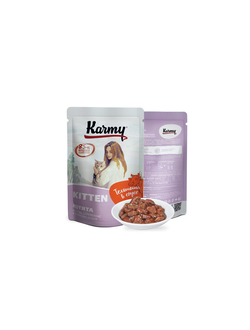 Пауч Karmy (Карми) влажный корм (пауч) для котят и кормящих кошек, телятина в соусе 80 г