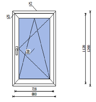 Окно ПВХ поворотно-откидное Rehau Blitz 800х1200 мм