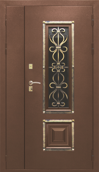 Металлическая двустворчатая дверь "Венеция 2" сандал белый, размер 1200*2050 мм