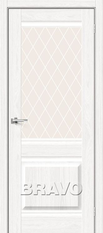 Межкомнатная дверь с экошпоном Прима-3 White Dreamline/White Сrystal