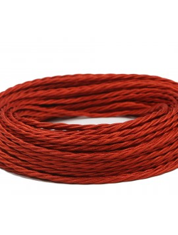 Провод витой в ретро стиле ПРВ 3х0.75 красный шёлк