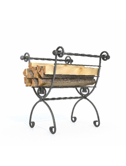 камины Дрова на кованной подставке