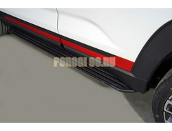 Пороги алюминиевые "Slim Line Black" 1720 мм ТСС для Changan CS35 plus 2WD 1.5T 2023-