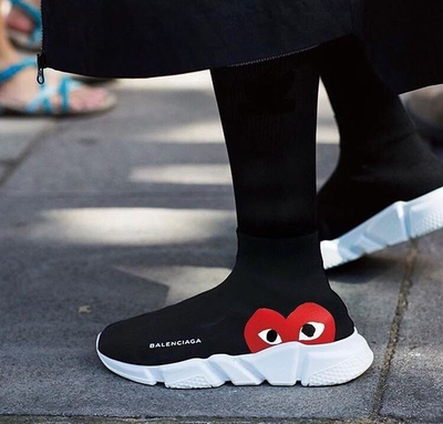 Кроссовки Balenciaga Speed Trainer x Comme des Garçons черные мужские