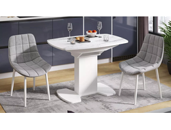 Стол обеденный «Портофино» 1100 Белый глянец/Стекло глянцевое белый мрамор