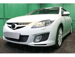 Защита радиатора Mazda 6 II (GH) 2007-2010 (Спорт) black PREMIUM