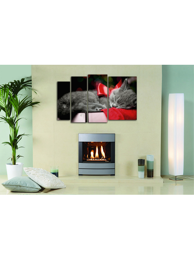 Модульная картина "Кот с красным бантиком"