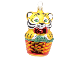стеклянная елочная игрушка шалунишка - тигр