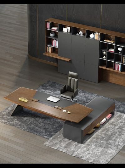 Стол руководителя Sunon Ауленти, на опорной сервисной тумбе, правый ED87R.240205-Г-орехметеоритно-серый, цвет Грецкий орех/метеоритно-серый