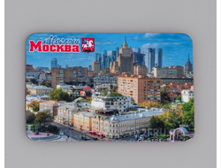 Гибкий сувенирный магнит на холодильник 8х6 см. с фото дневной Москвы с выстоты