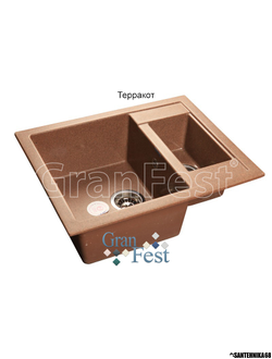 Мойка из искусственного камня GranFest QUADRO GF-Q610K с сифоном