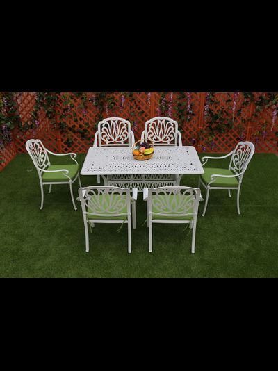 Обеденный комплект из литого алюминия Rimini белого цвета