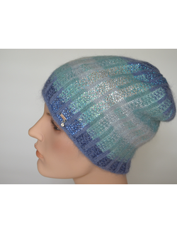 Вязаная шапка с украшениями Vizio Италия 6916 CY голубая фото