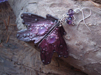 Волшебные серьги с аметистом "Крылышки Причудливой Феи"