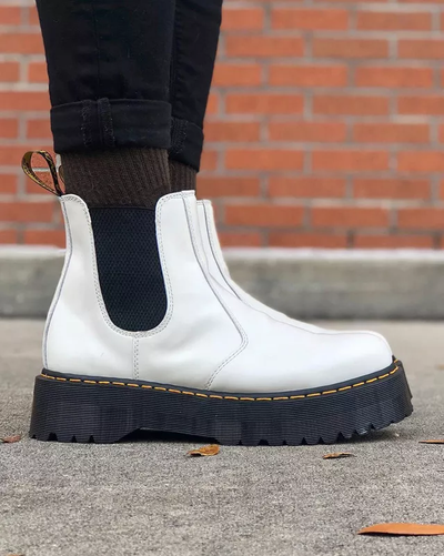 Dr Martens 2976 Smooth Leather Platform Chelsea White