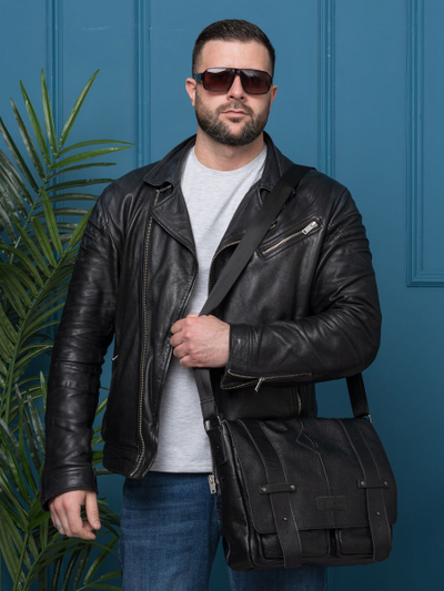 Кожаная мужская сумка Madruzzo black (арт. 5068-01)