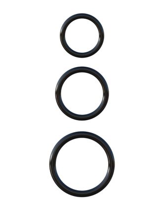 Набор из трех черных эрекционных колец Silicone 3-Ring Stamina Set Производитель: Pipedream, США