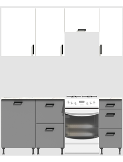 Кухня эконом 1,5 метра (600х500х400) Цвет: Белый/Базальт